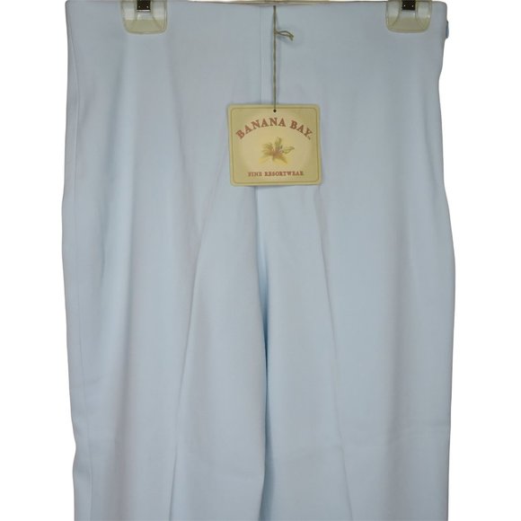 Vintage 80s Crop Carpi Pants 8 Baby Blue High Waist Flat Front Zip Stretch NEW - Picture 3 of 10